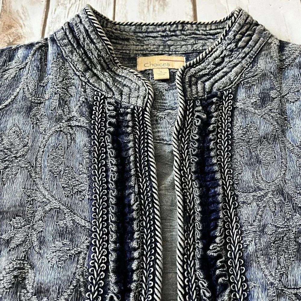 Vtg Quilted Brocade Blazer Jacket L 12 14 Soutache Trim Velvet Braid Art to Wear - Picture 2 of 11